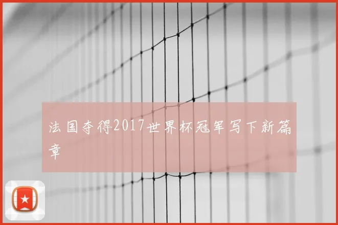 法国夺得2017世界杯冠军写下新篇章